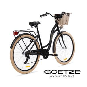 Goetze Citybike Mood ALU 28 Zoll 7 Gang Tiefeinsteiger Retro Damenfahrrad mit Korb