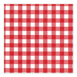 100 trojvrstvových obrúskov s 1/4 záhybom 33 cm x 33 cm červené "Vichy Karo"