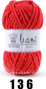 LEAMI Chenille Soft UNI 136 rot,