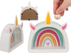 Holz-Spardose, Regenbogen-Einhorn,