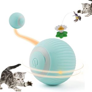 2er Interaktives Katzenspielzeug,360° selbstdrehender, mit LED Licht,Smart Ball Automatic Toys Rolling  USB-Charging,Elektrisches Fliegendes Vogelspielzeug