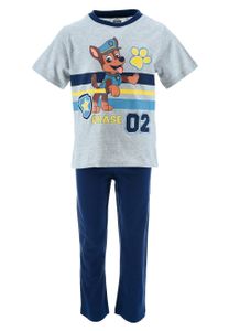 Paw Patrol Chase Kinder Jungen Schlafanzug Pyjama Kurzarm-Shirt + Schlaf-Hose, Farbe:Grau, Größe Kids:98