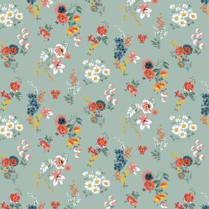 0,5m Baumwollstoff BeHappy Motiv Flowerpower Halbmeterware 150cm breit