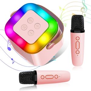 Karaoke Maschine mit 2 kabellosen Mikrofonen, Tragbarer Bluetooth 5.3 Lautsprecher mit 5 Soundeffekte für Zuhause, Party, Rosa Karaoke Maschine mit 2 kabellosen Mikrofonen, Tragbarer Bluetooth 5.3 Lautsprecher mit 5 Soundeffekte für Zuhause, Party, Rosa