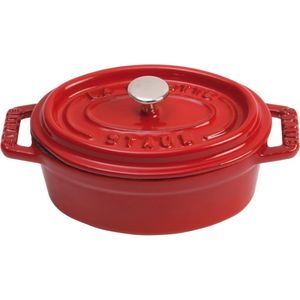 Staub Kochgeschirr Mini Cocotte oval Kirschrot 11 cm