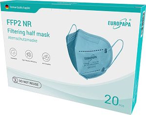 EUROPAPA 20x FFP2 Blau Atemschutzmaske 5-Lagen Staubschutzmasken einzeln Verpackt