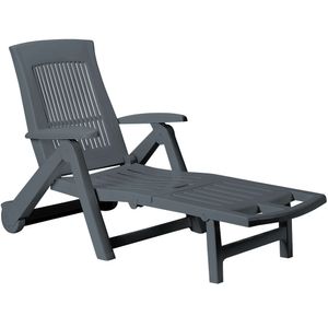 CASARIA® Sonnenliege Zircone Kunststoff Rollen verstellbare Rückenlehne klappbar Gartenliege Rollliege Liegestuhl , Farbe:anthrazit