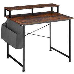 tectake Schreibtisch mit Ablage und Stofftasche - Industrial dunkelbraun, 120 cm