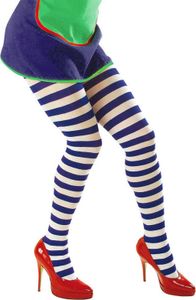 Damen Strumpfhose blau-weiß gestreift 70 DEN