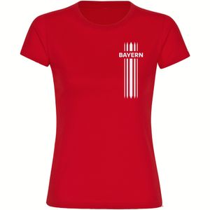 Damen T-Shirt Bayern - Streifen - Größe: S - Farbe: rot