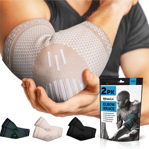 POWERLIX Ellenbogenbandage 2 Stücke, Kompression Ellenbogen Bandage für Damen & Herren, Ellbogen