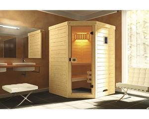 Massivholzsauna Weka Laukkala inkl. 3,6 kW Ofen u.digitaler Steuerung ohne Fenster mit Ganzglastüre aus Klarglas Massivholzsauna Weka Laukkala inkl. 3,6 kW Ofen u.digitaler Steuerung ohne Fenster mit Ganzglastüre aus Klarglas