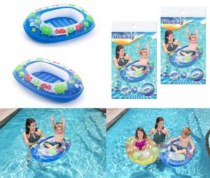 SET: Bestway Kinder-Schlauchboot Kiddie Raft - Aufblasbares Kinderboot Gummiboot - 2er Set - Blau