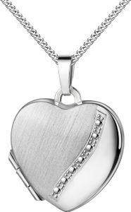Anhänger Medaillon Silber 925Anhänger Herz zum Öffnen f. 2 Fotos Bilder Amulett + Kette 45 cm