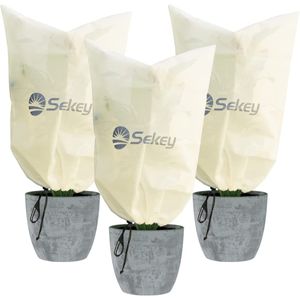 Sekey 3 Stück 50g/m² Winterschutz Pflanzen 80×60cm Gartenvlies Wintervlies Winterschutz Frostschutz für pflanzen Pflanzenschutzsack mit Kordelzug und Reißverschluss