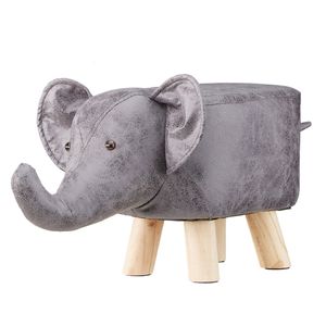 Homestyle4u 2024, Kinderhocker Tierhocker Elefant Grau Stoff Holz, Sitzhocker kleiner Hocker für Kinder
