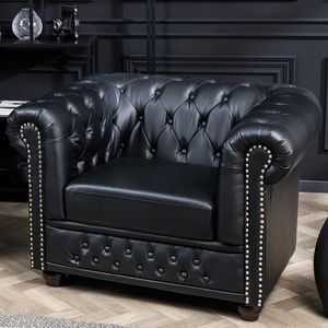 riess-ambiente Design Sessel CHESTERFIELD 110cm matt schwarz Knopfheftung Federkern Lesessel Relaxsessel