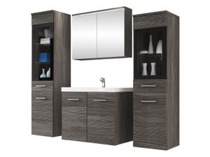 MIRJAN24 Badmöbel-Set Madrit II, Badezimmer-Set mit Spiegel und Waschbecken (Farbe: Bodega, mit Siphon, ohne Beleuchtung)