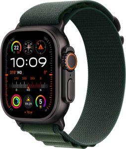 Apple Watch Ultra 2 GPS + Cellular 49mm Titan mit dunkelgrünem Alpinarmband