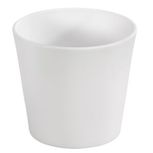 Dehner Übertopf Basic, Ø 26 cm, Höhe 23 cm, Keramik, glasiert, weiß