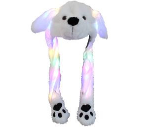 Wackelohr Mütze mit LED und beweglichen Ohren aus Plüsch Kostüm für Kinder und Erwachsene Tier Plüsch Spielzeug Hut, Variante wählen:Eisbär