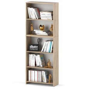 MRBLS Bücherregal Eiche Sonoma 70x189x30 cm Standregal mit 5 Fächern für Bücher, Deko & Ordner – Modernes Holzregal für Wohnzimmer, Büro Schlafzimmer