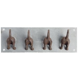 Esschert Design LH151 Háčik "Dog Tail" z bridlice/liatiny, 30 x 6,5 x 10 cm, čierna/hnedá