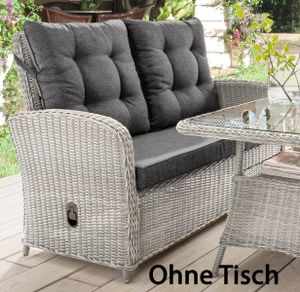 Destiny 2er Gartenbank Merano Relax Vario Vintage Weiß Loungesofa Sofa - Ohne Tisch -