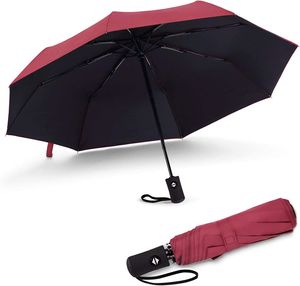 Regenschirm - Taschenschirm - ?ffnen und Schlie?en automatisch - Klein, kompakt, leicht, stark, winddicht und sturmfest - f眉r Herren und Damen(Redwine)