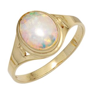 JOBO Damen Ring 333 Gold Gelbgold 1 Opal Goldring Größe 56
