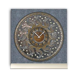 Tischuhr 30cmx30cm inkl. Alu-Ständer -antikes Design Bronze Artefakt Astro Sterne geräuschloses Quarzuhrwerk -Wanduhr-Standuhr TU3786 DIXTIME