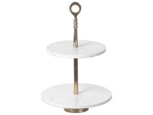 BELIANI Etagere Weiß u. Gold aus Marmor u. Aluminium 50 cm Hoch Glamourös Elegant Edel Tischdekoration Für Dessert Kuchen Pralinen Obst