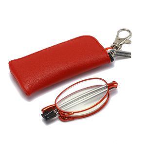 Lesebrille faltbar klappbar Mini Anti-Blau Sehnhilfe Lesehilfe für Damen Herren mit Ledertasche ,+2.0 Dioptrie (Rot Rahmen)
