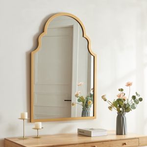 Nástěnné zrcadlo "Hämeenkyrö" s rámem z MDF 90 x 60 cm Zlatá barva