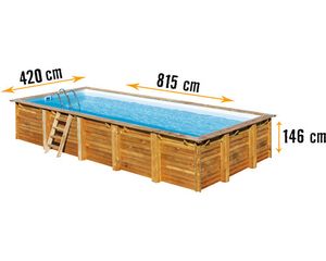 GRE Rechteckiger Echtholzpool 815 x 420 x 146 cm 790207