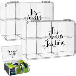 2x Teebox Teedose Teebeutelbox Box Aufbewahrungsbox für Tee Teebeutel Kunststoff