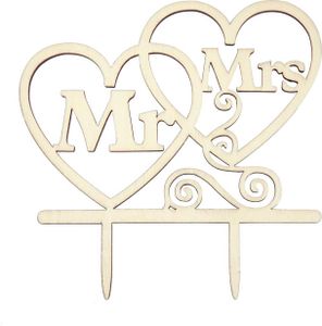 Oblique Unique Torten Kuchen Topper Aufsatz Mr & Mrs + Herzen Holz Deko für Hochzeit JGA
