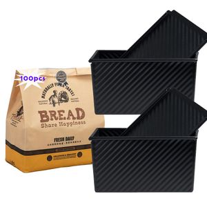 2 Stuck Für 450g Teig Toast Brot Backform Gebäck Kuchen Brotbackform Mold Backform mit Deckel und 100x Brottasche