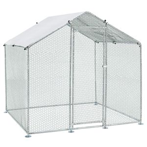 Juskys Freilaufgehege 2x2x2m – Hühnerstall aus Metall begehbar mit 4 m² Lauffläche, Tür & Riegel – Freigehege für Hühner, Kleintiere & Pflanzen