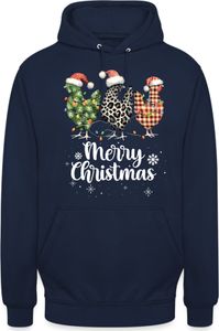 Hühner Merry Christmas - Weihnachten Nikolaus Weihnachtsgeschenk Uni Hoodie, Navy Blau, L