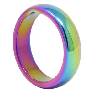 Ring aus Hämatit Multicolor glatt rund Hämatitring Steinring rainbow bedampft