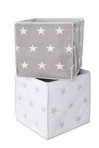 roba Aufbewahrungsbox 'Little Stars', Canvas-Box für Spielzeug, Deko, grau mit weißen Sternen
