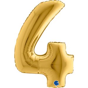 Karaloon goldener Ballon Zahl 4 aus aluminiumbeschichteter Folie