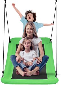 COSTWAY Baumschaukel verkrümmt Nestschaukel 100-180cm verstellbaren Seil, Hängeschaukel 300kg Tragkraft, Mehrkindschaukel Gartenschaukel für Kinder & Erwachsene (Grün)