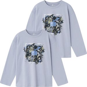NAME IT 2er-SET Weicher Langarmshirt Print Pullover Tiefe Schultern  Größe: 122-128