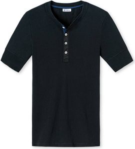 SCHIESSER Revival Herren Shirt, 1/2 Arm, Kurzarm Unterhemd, Karl Heinz - Schwarz S (Gr. Small)