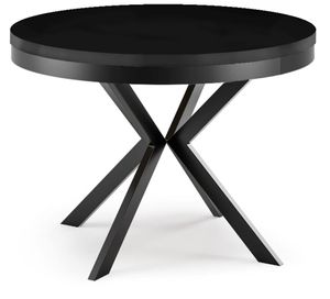 Runder Ausziehbarer Esstisch - Loft Style Tisch mit Metallbeinen - 120 bis 200 cm - Industrieller Quadratischer Tisch für Wohnzimmer - Kompakt - 120 cm - Schwarz