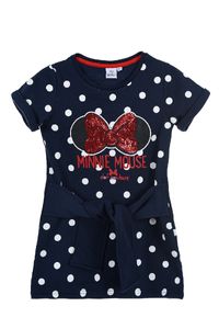 Minnie Mouse Kinder Kurzarm Kleid Mädchen Shirt-Kleid, Farbe:Dunkel-Blau, Größe Kids:104