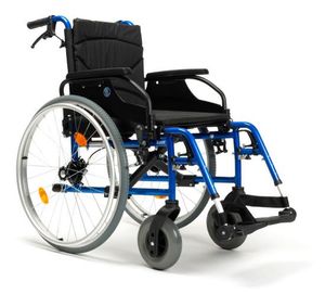 FabaCare Rollstuhl mit Trommelbremse D200-V, Leichtgewicht Faltrollstuhl, vieles einstellbar, faltbar, Premium Transportrollstuhl, Sitzbreite 38 cm