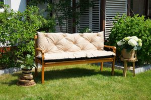 4L Textil Gartenbankauflage Sitzkissen und Rückenkissen Hollywoodschaukel Auflage (120x50x50 cm, Beige)